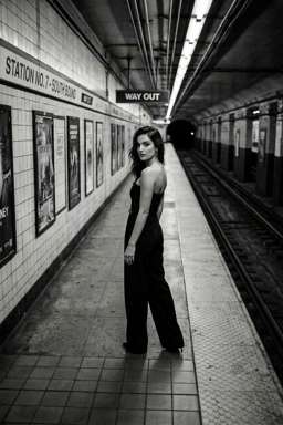 Petra Jump - Variation - B&W Subway Platform [Rotated 34° Left]